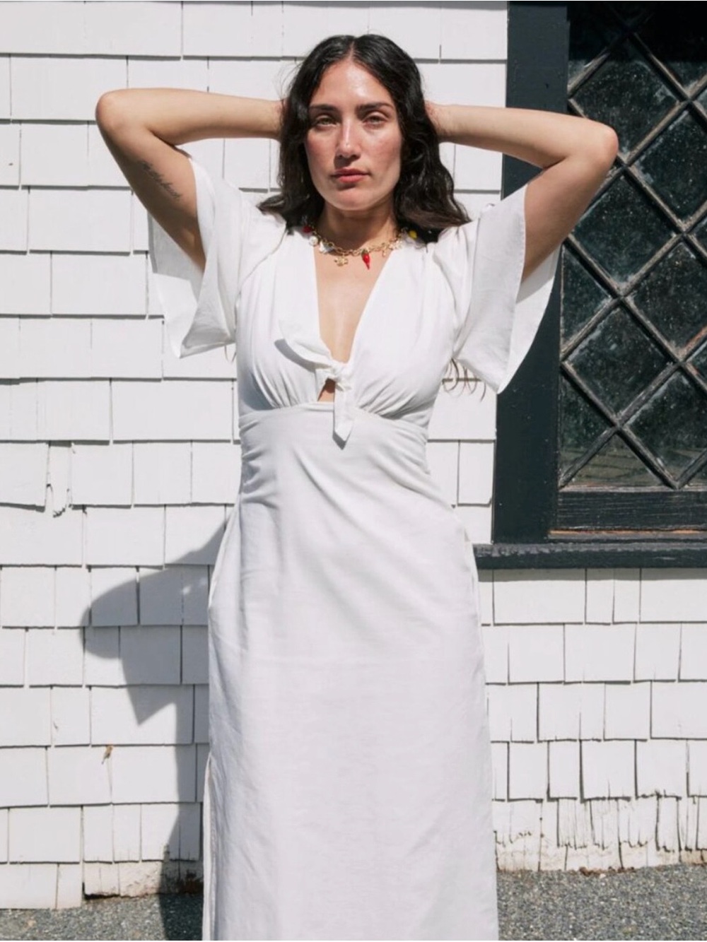 Lisa Says Gah Jess Dress Dove White Bow Front Dress Size
Large NWT